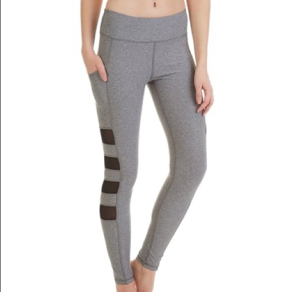 NWOT🧍🏻Dark Grey Leggings w/ Mesh Panels & Pocket